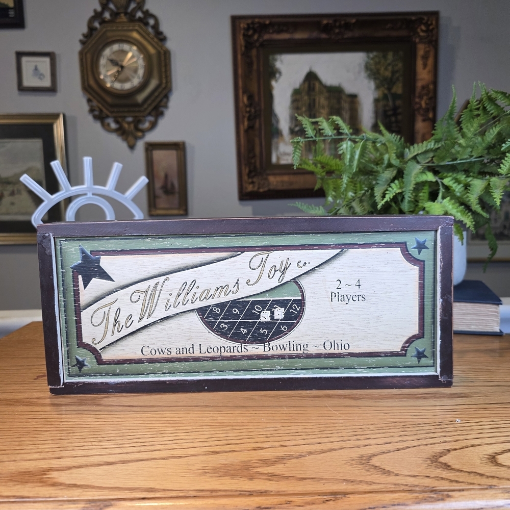 ​Williams Toy Co. 3-in-1 Vtg Style Wood Game Set -Cows & Leopards, Ohio, Bowling
